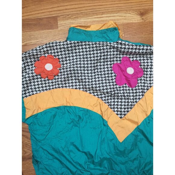 Vintage 1980s London Fog Green Flower Power Jogging Windbreaker Jacket Medium M - Picture 8 of 8